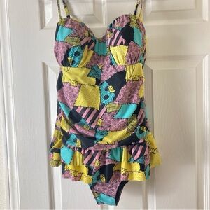 Disney The Nightmare Before Christmas Sally Swimsuit One Piece Colorblock Size L